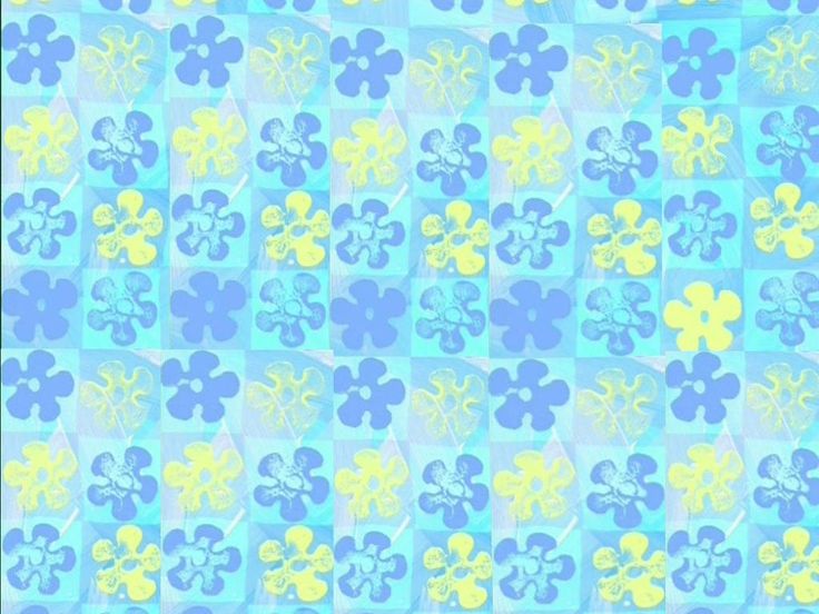 an abstract blue and yellow flower pattern