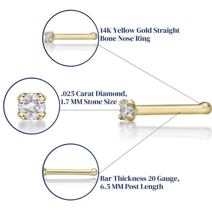 Add a touch of sparkle to your look with this 14k gold diamond accent nose stud.Click on this JEWELRY & WATCHES GUIDE to learn about fit, styles, materials and more! 20 gauge Nickel free Metal: 14k gold Plating: rhodium Packaging: boxed Finish: polished Length: 6.5 mmDIAMOND DETAILS Total weight: less than 1/10 ct. Stone size 1.7 mm Shape: round Setting: prong Please note, due to the high value of this item, a signature may be required upon delivery. Color: White. Gender: female. Age Group: adul Yellow Gold Nose Studs With Prong Setting, Yellow Gold Round Nose Studs With Prong Setting, Yellow Gold Prong Set Round Nose Studs, Elegant Nose Studs For Anniversary, Elegant Round Nose Studs For Anniversary, Diamond Nose Studs In Yellow Gold For Gift, Diamond Nose Studs With Prong Setting, Round Anniversary Nose Studs With Prong Setting, Diamond Yellow Gold Nose Studs For Gift