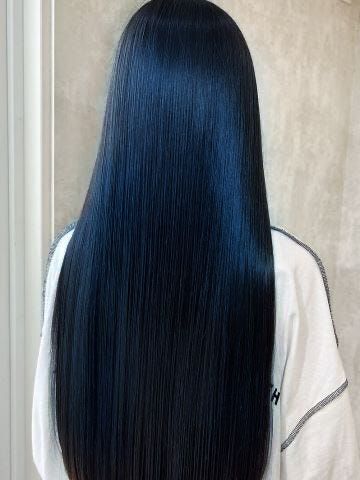 Long Black Blue Hair, Long Black And Blue Hair, Dark Blue Long Hair, Straight Blue Hair, Blue Toned Black Hair, Blueblack Haircolor, Midnight Blue Hair, Blue Purple Hair, Navy Blue Hair