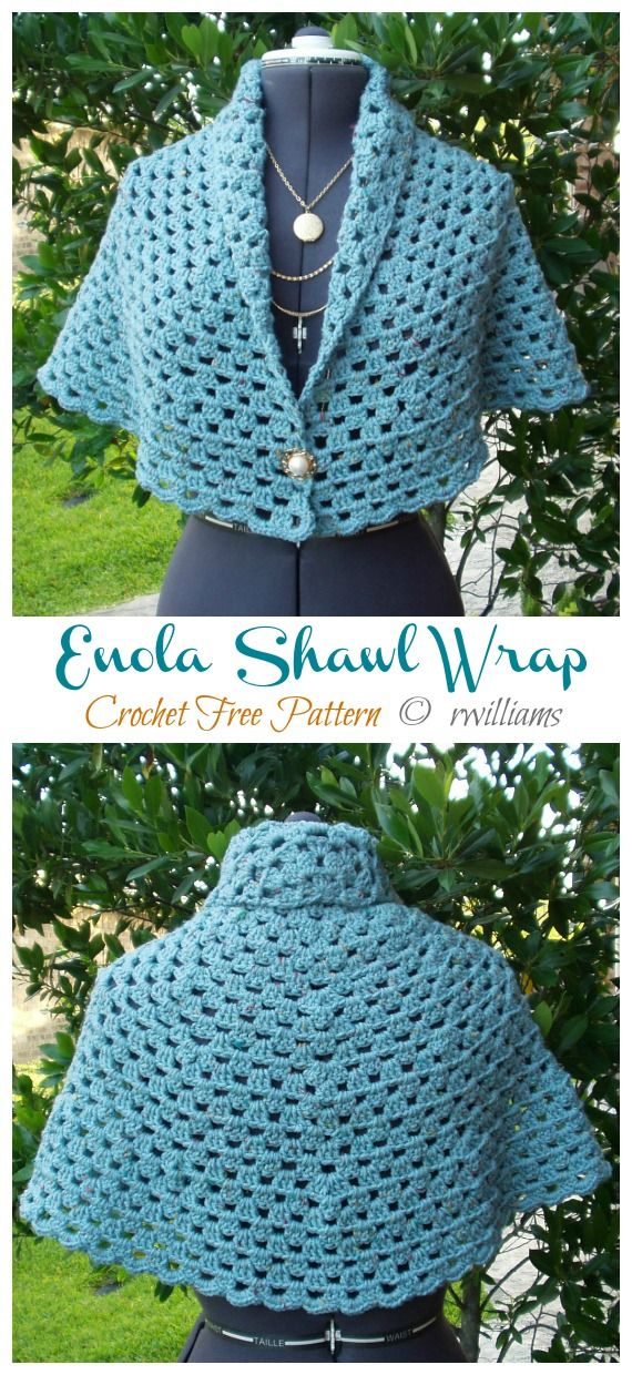 a crocheted shawl with the words, my friend enola shawl free pattern