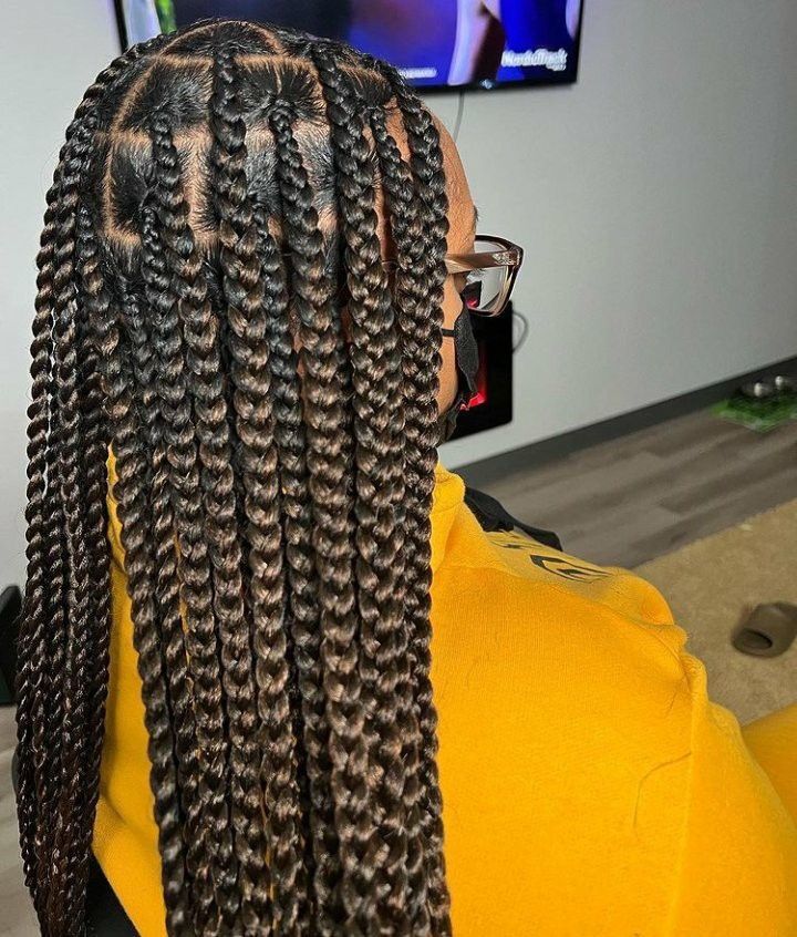 Hairstyles For All Hair Types, Medium Knotless, Knotless Box Braids, Braided Hairstyles For Black Women Cornrows, Big Box Braids Hairstyles, Goddess Braids Hairstyles, Long Box Braids, Braided Cornrow Hairstyles, Box Braids Hairstyles For Black Women