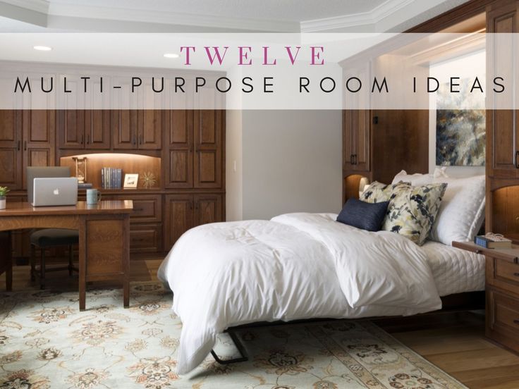 there is a bed and desk in this bedroom with the words twelve multi - purpose room ideas