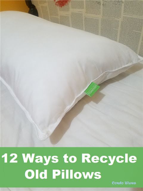 there is a white pillow on top of a bed with the words 12 ways to recycle old pillows