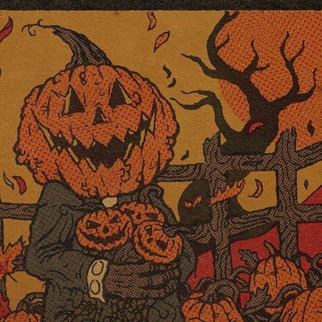 an image of a pumpkin patch with jack - o'- lanternes on it