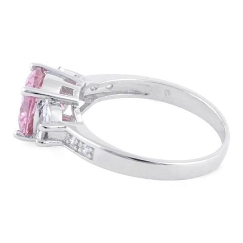 Top of ring height: 8mm

         Top of ring width: 16mm

      Shank width: 2.5mm

    
        Stone material:  pink & clear cubic zirconia

      Center stone size: 9mm  

      Stone shape:  round (center) & half round

      Center stone carat    weight: 2.8 ct.

      Total number of CZ    stones: 6

      Stone setting:  basket prong setting

   
       Metal:  925 sterling silver

      Plating:  rhodium plated    (what is rhodium?) What is Rhodium? 
 
   If Pink Crystal Promise Ring With Prong Setting, Cubic Zirconia Heart Ring With Center Stone, Cubic Zirconia Heart Ring With Prong Setting, Pink Cubic Zirconia Diamond Ring, Round Cut, Pink Sapphire Ring With Cubic Zirconia Center Stone, Pink Cubic Zirconia Diamond Ring Round Cut, Pink Cubic Zirconia Diamond Ring, Heart Cut Cubic Zirconia Crystal Ring With Prong Setting, Pink Diamond Accented Promise Rings