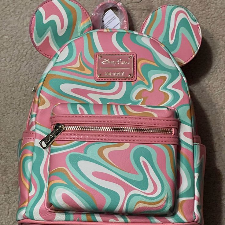 Bnwt- Disney Parks Loungefly Small Backpack. Pink Paisley Pattern. Multicolor Disney Bags For Back To School, Pink Disney Bag For Daily Use, Cute Multicolor Bags For Disney Trips, Playful Pink Bag For Disney Trips, Multicolor Disney Standard Backpack, Disney Multicolor Backpack For Everyday Use, Disney Multicolor Backpack For Daily Use, Multicolor Disney Backpack For Everyday Use, Multicolor Disney Backpack For Daily Use