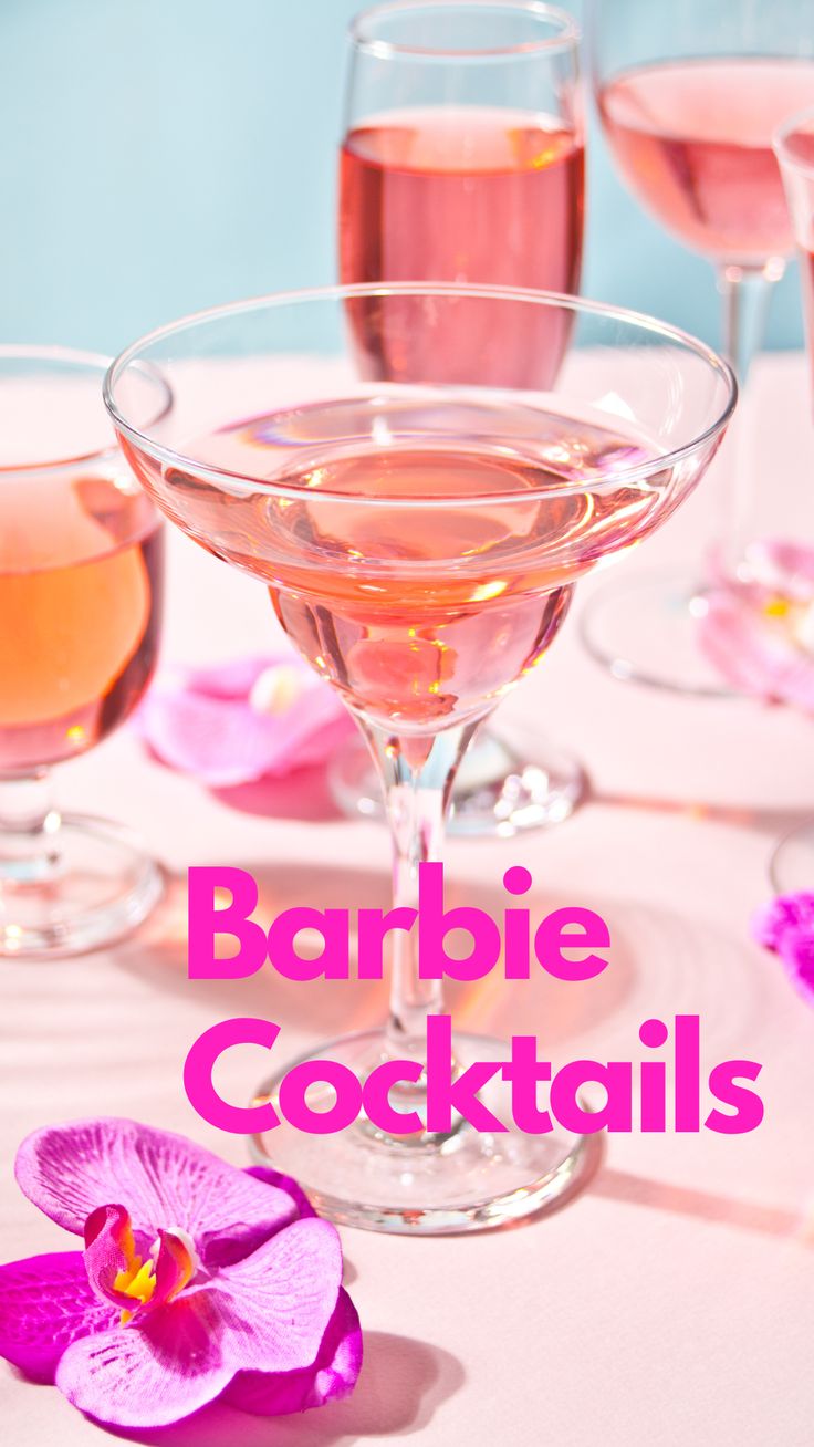 Barbie Cocktails Barbie Alcoholic Drinks, Ladies Night Cocktails, Barbie Themed Cocktails, Barbie Themed Drinks, Barbie Cocktail Drink, Barbie Breakfast, Movie Cocktails, Girls Night Drinks Cocktails, Barbie Drink