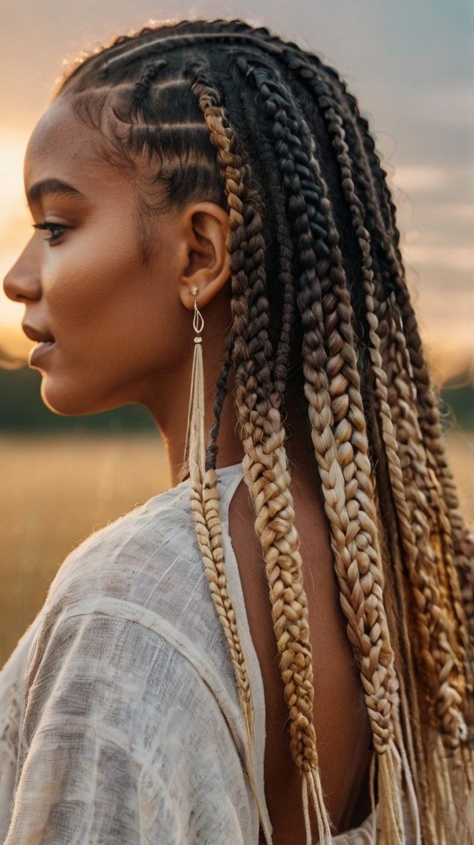 Boho Knotless Braids with Tapered Ends 2024 Boho Knotless Braids Hairstyles, Knotless Braids Hairstyles, Boho Knotless Braids, Boho Knotless, Vacation Hairstyles, Polished Hair, Protective Hairstyle, Braids With Extensions, Braids With Beads