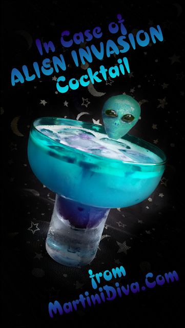 an alien - themed cocktail is featured in this ad