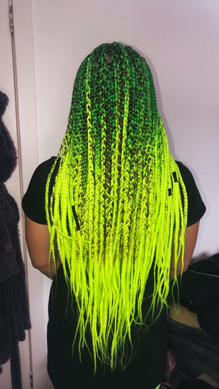 🐸 Yellow Box Braids, Freaknik Hairstyles, Colourful Braids, Coloured Braids, Purple Box Braids, Wig Tutorials, Braiding Hair Colors, Hairstyles With Braids, Yellow Hair Color