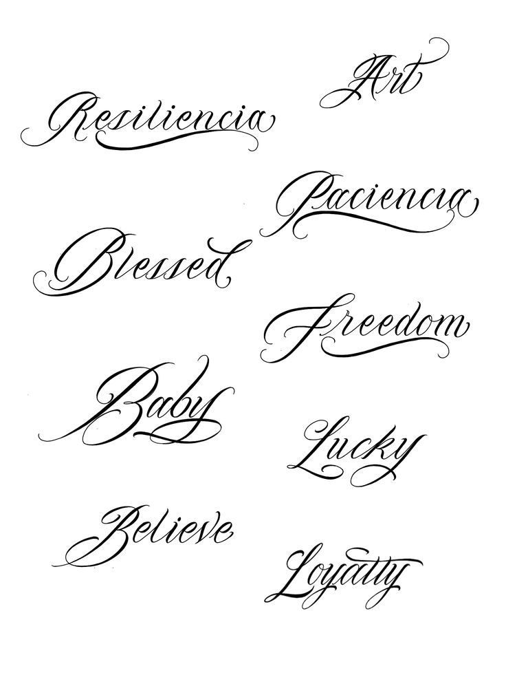 some type of calligraphy that is written in different font styles and colors, including the letters