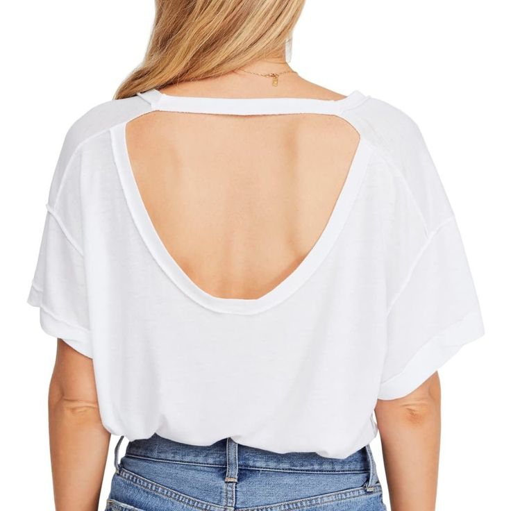 Free People Women's All Mine Tee This Comfy, Slub Knit Tee Features A Relaxed Fit With An Alluring Scoop Back And Exposed Seams For The Look Of An Old Favorite. - V-Neck - Short Dolman Sleeves - Scoop Back With Bar - Slub Knit Construction - Exposed Seams - Boxy Fit - Approx. 26" Length Chic White Scoop Neck T-shirt, Trendy White Tops For Brunch, Trendy White Top For Brunch, Trendy Crew Neck Tops For Brunch, White Crew Neck Top For Brunch, White Scoop Neck Top For Day Out, White Relaxed Fit Top For Brunch, Burgundy Crop Top, Exposed Seams