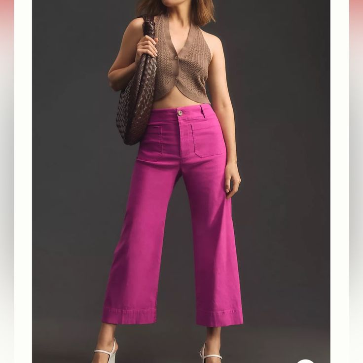 Maeve The Colette Cropped Wide Leg Pants Brand New With Tags Size 24 Petite # Maeve Anthropologie Revolve Free People Pink Cropped Wide Leg Jeans Pants Linen Sundance Buckle White House Black Market Banana Republic Jhonny Was Levi’s Bcbg Dress Pants Trousers Hawaii Vacation Outfits, Cropped Pink, Cropped Wide Leg Jeans, Cropped Wide Leg Pants, Wide Leg Cropped Pants, Summer Pants, Pleated Maxi, Vacation Outfits, Wide Leg Trousers