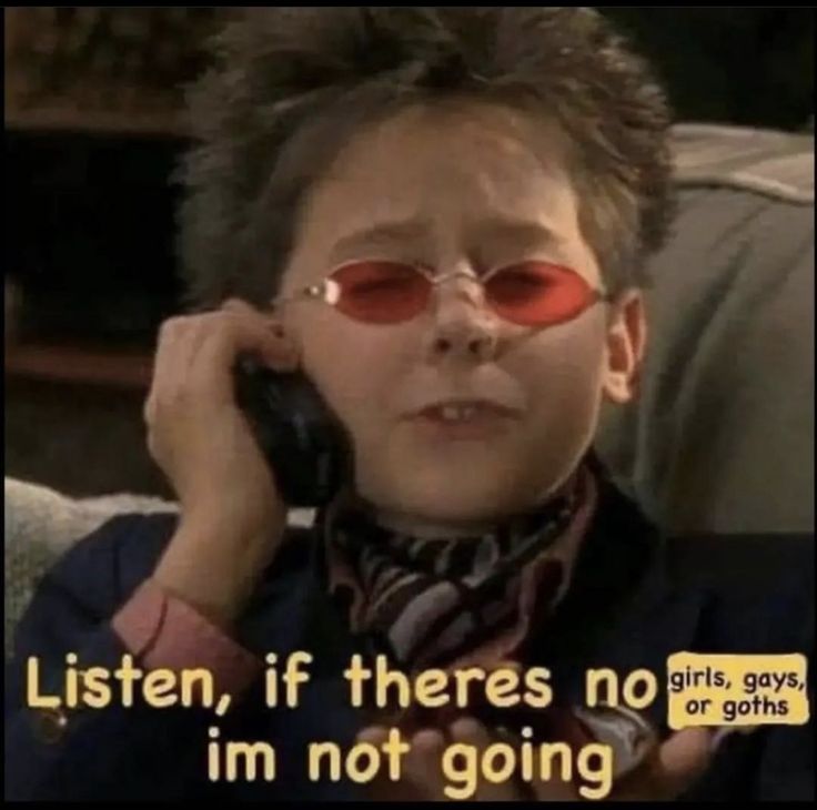 a little boy wearing red glasses talking on a cell phone with the caption listen, if theres no i'm not going