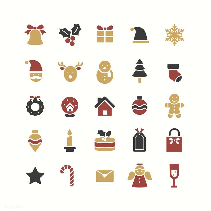 christmas icons are shown on a white background