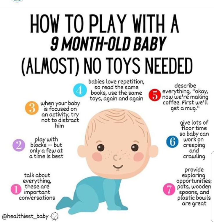 how to play with a 9 month - old baby almost no toys needed info sheet