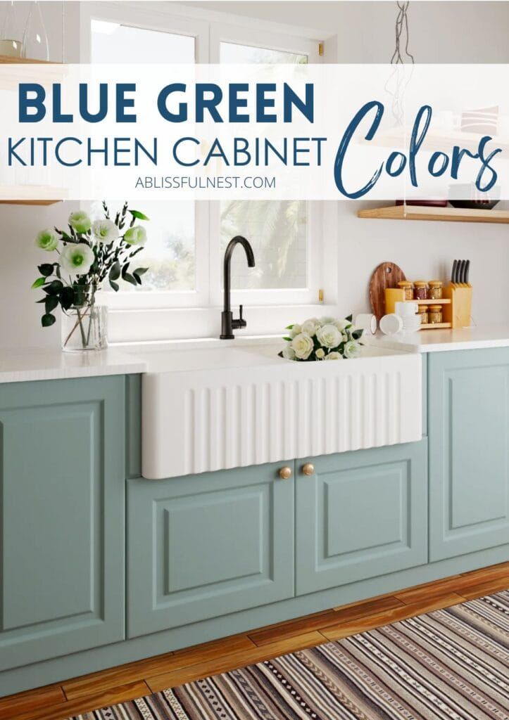 the blue green kitchen cabinet colors