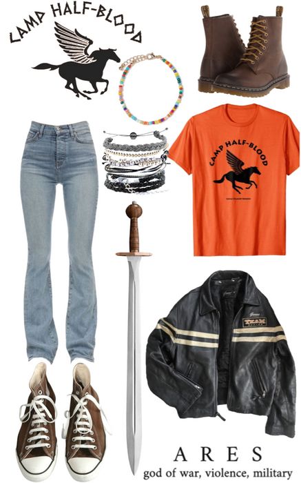 an orange shirt, jeans and brown boots are featured in this post - op image