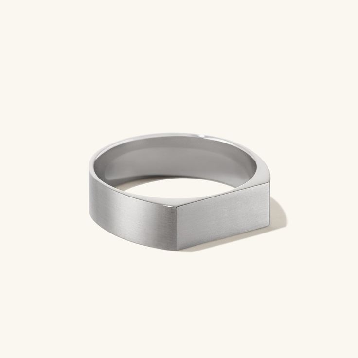 The signet ring you know and love—now with some more substance. Because the bold agenda applies to your jewelry, too. Modernist Rectangular Signet Ring For Anniversary, Minimalist Rectangular Ring With Polished Finish, Minimalist White Gold Rectangular Signet Ring, Rectangular Modernist Signet Ring With Polished Finish, Modernist Rectangular Signet Ring With Polished Finish, Minimalist Rectangular Jewelry With Polished Edges, Minimalist Jewelry With Polished Edges Rectangular Shape, Modern Rectangular Signet Ring For Promise, Modern Square Cut Signet Ring With Polished Finish