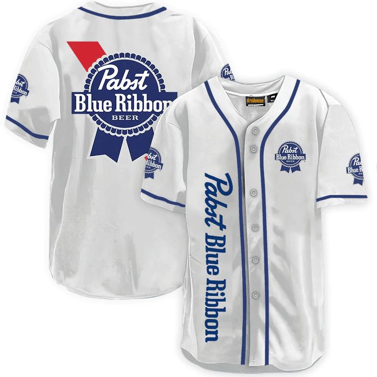 Pabst Blue Ribbon White Baseball Jersey, Pabst Blue Ribbon Jersey Shirt, Pabst Blue Ribbon gift, Pabst Blue Ribbon apparel, Pabst Blue Ribbon shirt, jersey shirt mens, Summer gifts, Pabst Blue Ribbon merchandise, Basic Baseball Jersey, Summer Baseball Jersey, team baseball jerseys