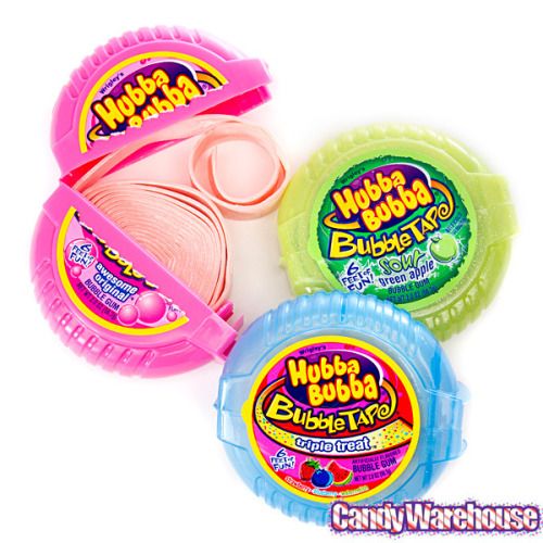 three different types of bubble gums on a white background