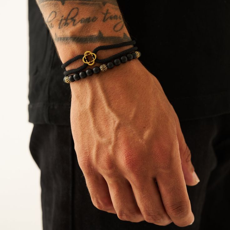 Cords are all about ease. Handmade with superior-grade nylon cord, this understated piece is the perfect accent for those times when you want to keep things low-key. Enhanced with an 18K Gold CRAFTD emblem, its adjustable length ensures a perfect fit. Combine with any other bracelet for a distinctive, layered look. ✓ 18K Gold & 316L Stainless Steel✓ Superior-Grade Black Nylon Cord✓ Heat, Sweat and Saltwater ResistantOne Size Fits All: 18-22 cm adjustable fit Modern Adjustable Braided Bracelets For Everyday, Casual Gold Waxed Cord Jewelry, Adjustable Black Beaded Bracelet With Chain Detail, Adjustable Black Beaded Bracelet With Chain, Adjustable Black Beaded Bracelet, Black Jewelry With Adjustable Length For Everyday, Modern Adjustable Gold Braided Bracelet, Modern Bracelet With Adjustable Cord, Adjustable Black Beaded Bracelets For Everyday