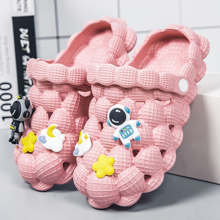 Kids Sandals Children's Shoes Slippers Soft Anti-Skid Cartoon DIY Design Hole Baby Shoes Sandy Beach Spa Slippers, Girls Flip Flops, Boy And Girl Cartoon, Baby Slippers, Kids Sandals, Moon Charm, House Shoes, Shoes Slippers, Childrens Shoes