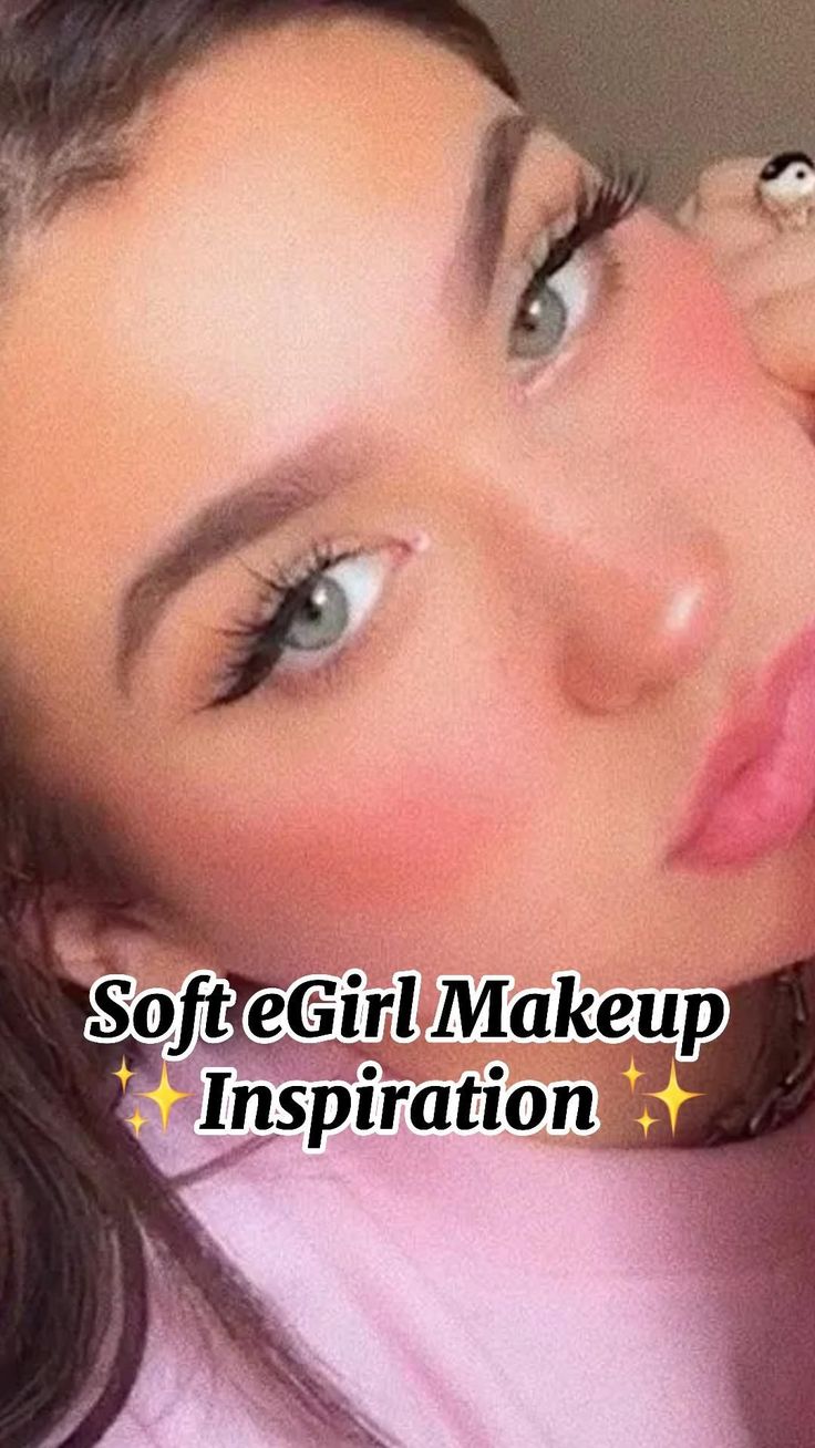 Really Easy Makeup Looks, Soft Egirl Make Up, Soft-girl Makeup, Im Cold Makeup Look Aesthetic, Lots Of Blush Makeup Look, Baggy Eyes Makeup, Soft E Girl Makeup, Cute Blush Makeup, Soft Egirl Makeup