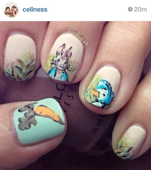 Peter rabbit nails | See more nail designs at http://www.nailsss.com/acrylic-nails-ideas/2/ Peter Rabbit Nails, Animal Nail Designs, Peter Rabbit Party, Peter Rabbit And Friends, Gel Acrylic Nails, Animal Nails, Pearl Nails, Easter Nails, Nail Varnish