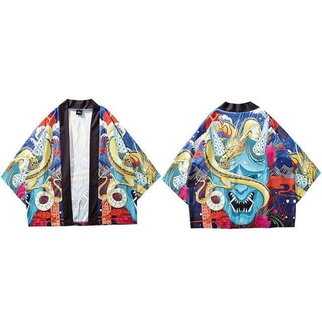 Item: Kimono Gender: Unisex Style: Japanese Streetwear Color: Blue Kimono Yukata, Sea Dragon, Japanese Streetwear, Kimono Jacket, Japanese Kimono, Print Jacket, Unisex Fashion, Harajuku, Hip Hop