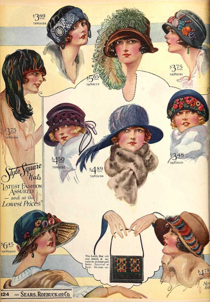 1923 Fashion, 1920s Hats, 1910s Fashion, Hats And Scarves, 1920 Fashion, Finger Waves, History Fashion, 20s Fashion, Illustration Vintage