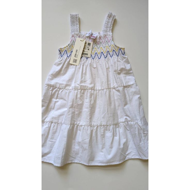 Nwt Zara White Tiered Smocked Dress Size 18-24 Months White Cotton Sundress With Ruffles, White Cotton Smocked Dress With Ruffles, White Sundress With Smocked Bodice, White Cotton Smocked Dress, Cute Sleeveless Cotton Smocked Dress, Sleeveless Smocked Dress For Summer Playtime, Casual Smocked Dress With Smocked Back For Playtime, White Sleeveless Smocked Dress With Ruffles, White Casual Sundress For Playtime