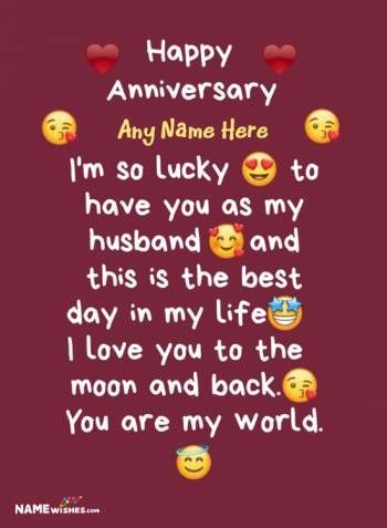 happy anniversary messages for husband and wife with love quotes on the image is also available in other languages