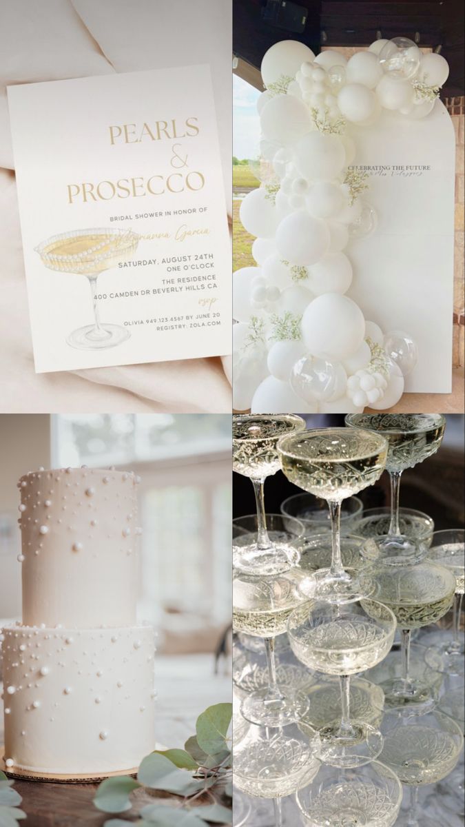 wedding cake and champagne glasses on display