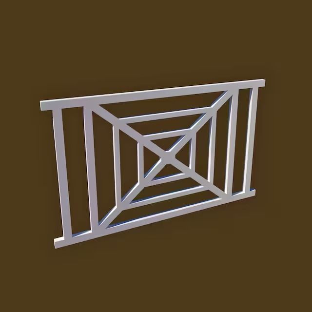 a white metal railing on a brown background