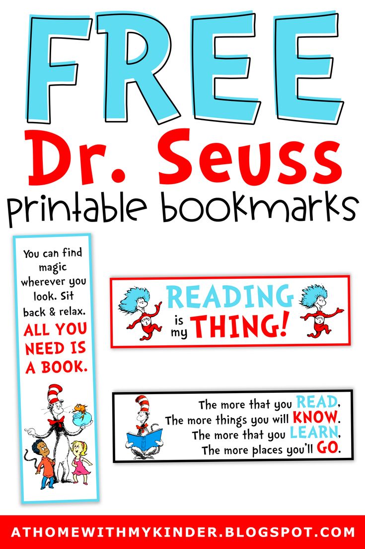 the dr seuss printable bookmarks are available for kids to use on their books