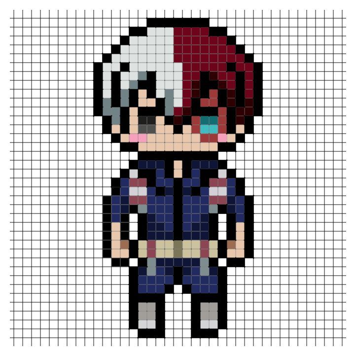 the pixel art is made to look like an anime character