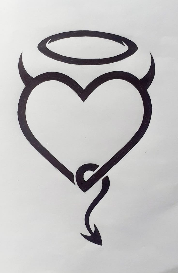 a drawing of a heart with an arrow in the middle