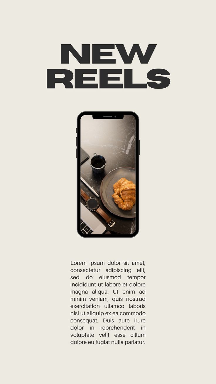 an advertisement for new reels with food on it