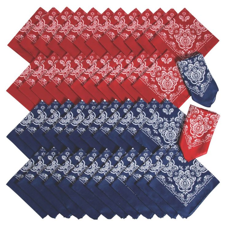 red, white and blue bandannas are laid out on top of each other