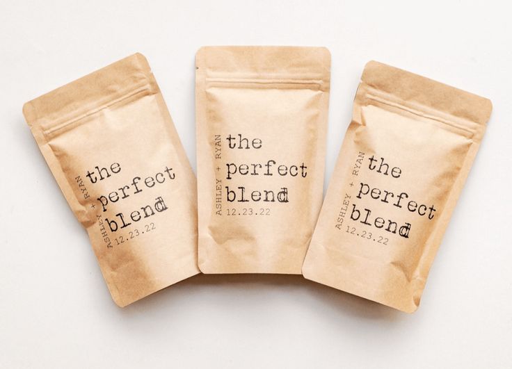 three bags of the perfect blend on a white surface