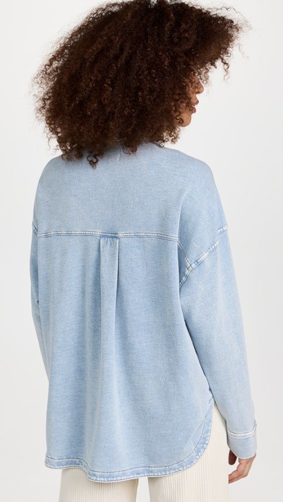 Z Supply All Day Knit Denim Jacket | Shopbop Denim Blue Tops For Layering, Casual Denim Tops For Layering, Light Wash Long Sleeve Denim Top, Cotton Denim Top With Frayed Hem And Relaxed Fit, Relaxed Fit Long Sleeve Denim Jacket In Medium Wash, Medium Wash Relaxed Fit Denim Jacket With Long Sleeves, Medium Wash Relaxed Fit Long Sleeve Denim Jacket, Medium Wash Relaxed Fit Denim Jacket, Relaxed Fit Long Sleeve Denim Jacket In Washed Blue