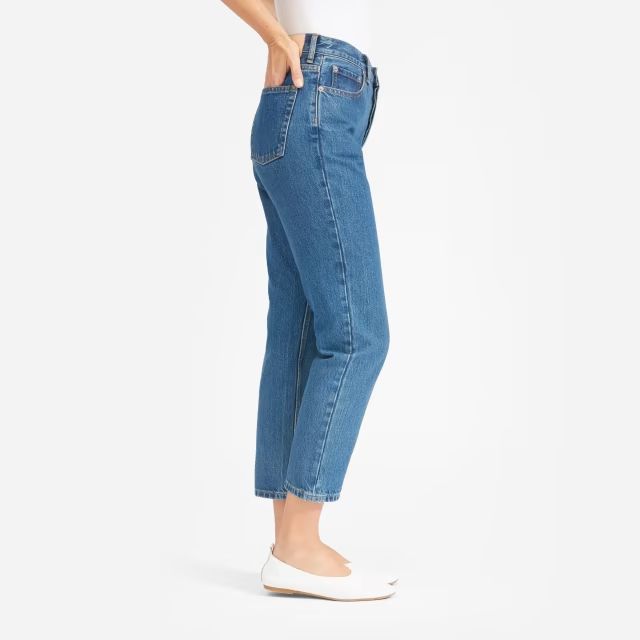 The ’90s Cheeky Jean Medium Blue – Everlane Dark Wash Mom Fit Jeans For Spring, Spring Dark Wash Mom Fit Jeans, Spring High Rise Mom Jeans, Everyday Dark Wash Mid-rise Cropped Jeans, Mid-rise Cropped Jeans In Denim Blue For Everyday, Everyday Mid-rise Dark Wash Cropped Jeans, Everyday Dark Wash Cropped Jeans For Spring, Spring Everyday Cropped Jeans In Dark Wash, Everyday Cropped Jeans With Straight Hem For Summer