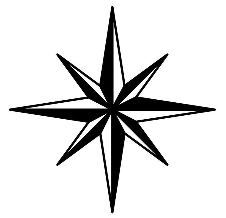 a black and white image of a star with one point at the center, on a white background