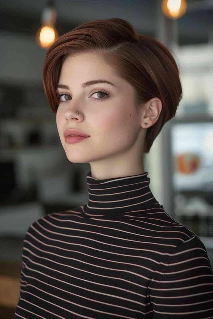 Very Short Hair Cuts For Women Edgy, Woman Hairstyles Short, Womens Short Haircuts, Short Pixie Haircuts For Women, Very Short Bob Hairstyles, Women Haircut, Long Face Shapes, Long Face Hairstyles, Hair Inspiration Short