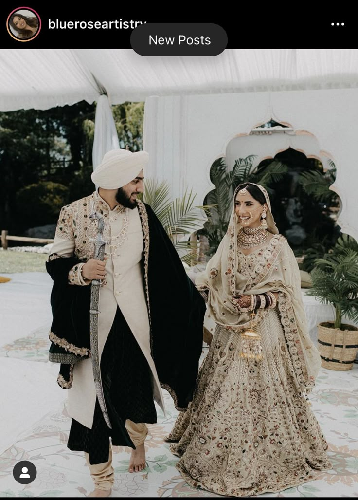 Wedding Dresses Punjabi Brides, Sikh Bridal Outfits, Desi Groom Outfits, Sikh Bride Lengha, Indian Wedding Groom Outfits, Sikh Groom Outfit, Punjabi Wedding Lengha, Traditional Punjabi Bride, Punjabi Bridal Lengha