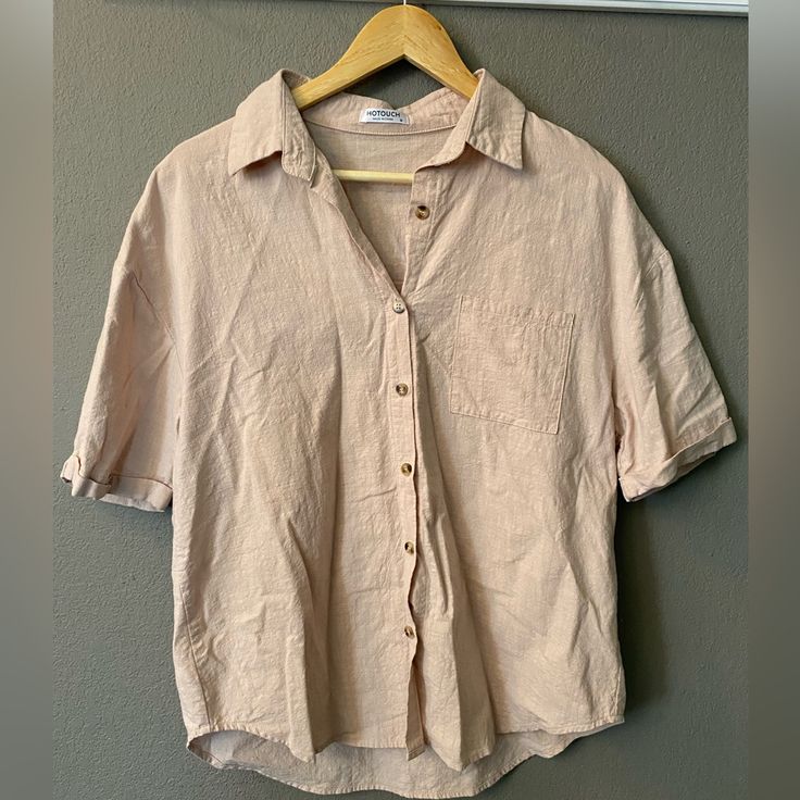 Neutral Tan Colored Button Down Shirt Purchased On Amazon. 100% Cotton. Size Medium. New Without Tags Everyday Beige Shirt With Buttons, Casual Beige Blouse With Buttons, Neutral Everyday Tops With Button Closure, Neutral Everyday Top With Button Closure, Neutral Tops With Button Closure For Everyday, Beige Button-up Top For Everyday, Trendy Beige Shirt With Buttons, Brown Summer Shirt For Everyday, Neutral Button-up Top With Buttons