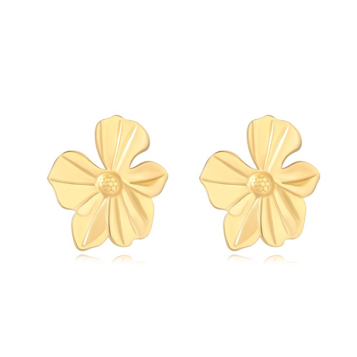 PRICES MAY VARY. Inspired flower design: Women's Gold Studs Earrings incorporate flower elements, symbolizing vitality and beauty. The meticulous carving and golden luster of each petal show elegance and vitality, so that you can radiate charm on any occasion. comfortable to wear: The gold flower earring post is made of 925 silver, which is hypoallergenic, ensuring that this flower earring for women is skin friendly and you do not need to worry about allergies, giving you a comfortable wearing e Big Gold Earrings, Flower Elements, Gold Flower Earrings, Big Floral, Flower Earring, Earring Post, Sterling Jewelry, Studs Earrings, Gold Flower