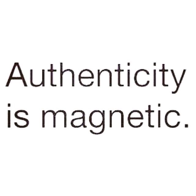 the words authenticity is magnetic on a white background with black and white text that reads authenticity is