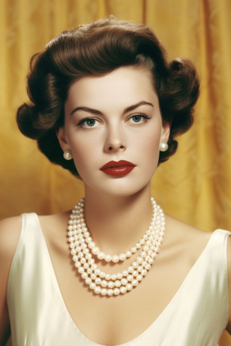 Photo showing 1950s woman wearing matching pearl necklace and earrings set 1950s Fashion Makeup, 1940 Jewelry Earrings, Old Hollywood Jewelry Glamour, 50s Jewelry 1950s, 50s Accessories Jewelry, 1950s Accessories Jewelry, 1950s Fashion Accessories, 1950 Jewelry 1950s Fashion Accessories, Old Hollywood Glamour Accessories